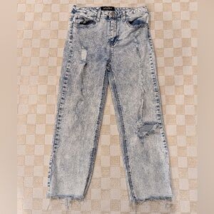 Indigo Rein Light Blue Distressed Straight Leg Jeans
